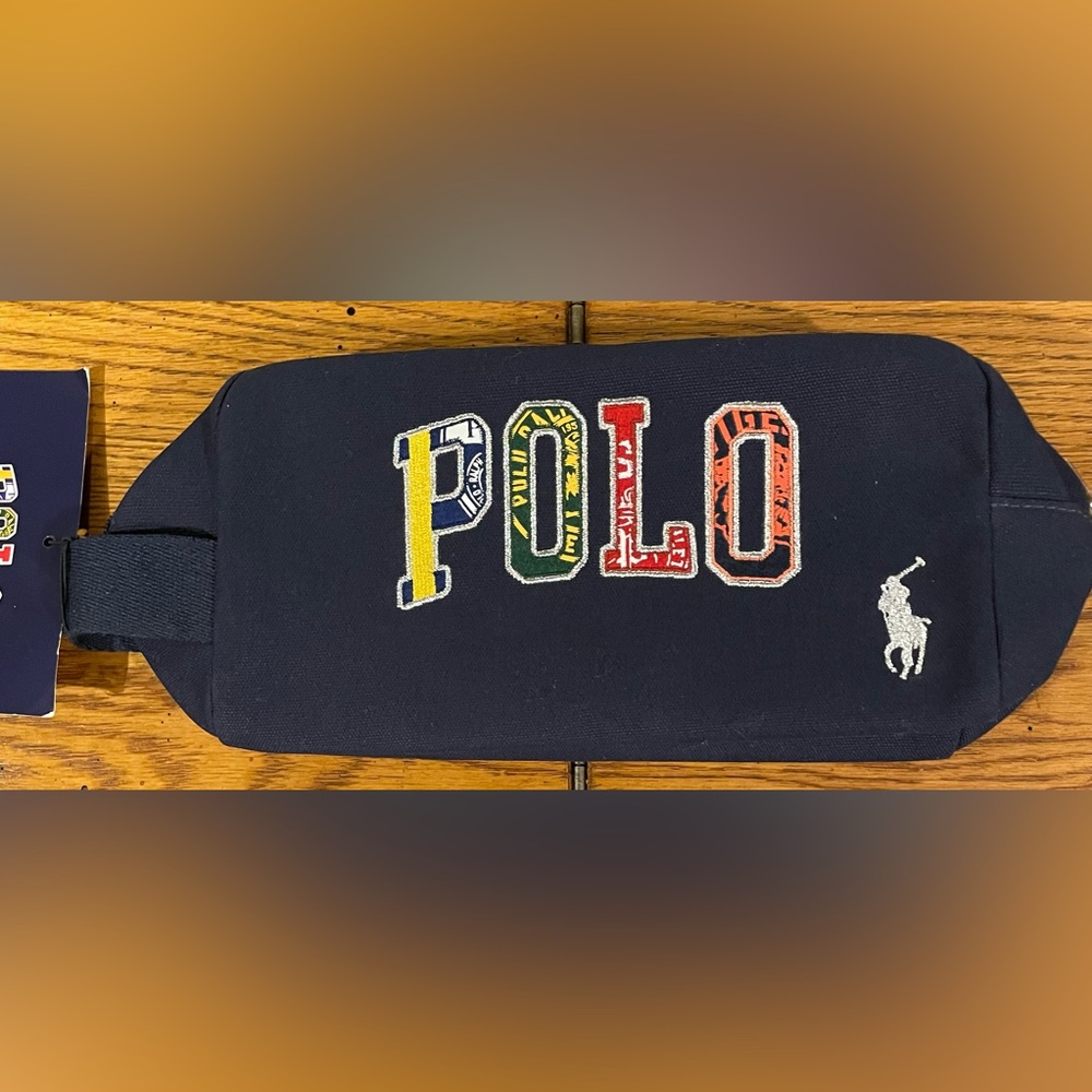 NWT POLO Ralph Lauren Travel Kit, navy, top zipper closure, embroidered logo